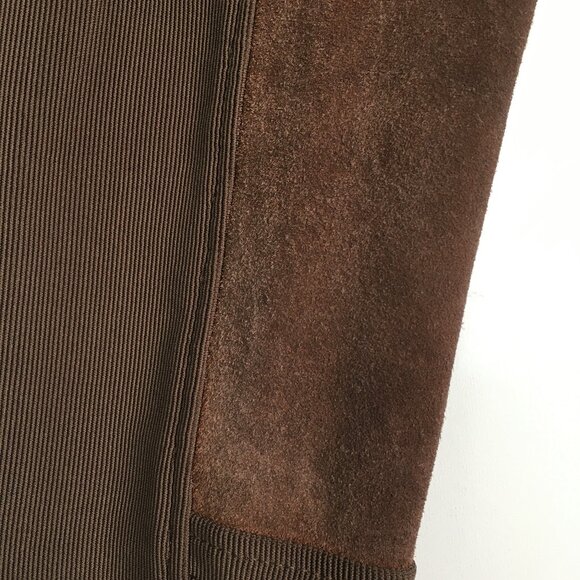 KERRITS Pull On Brown Ribbed Leather Suede Insert Equestrian Breeches Pant - Picture 12 of 15